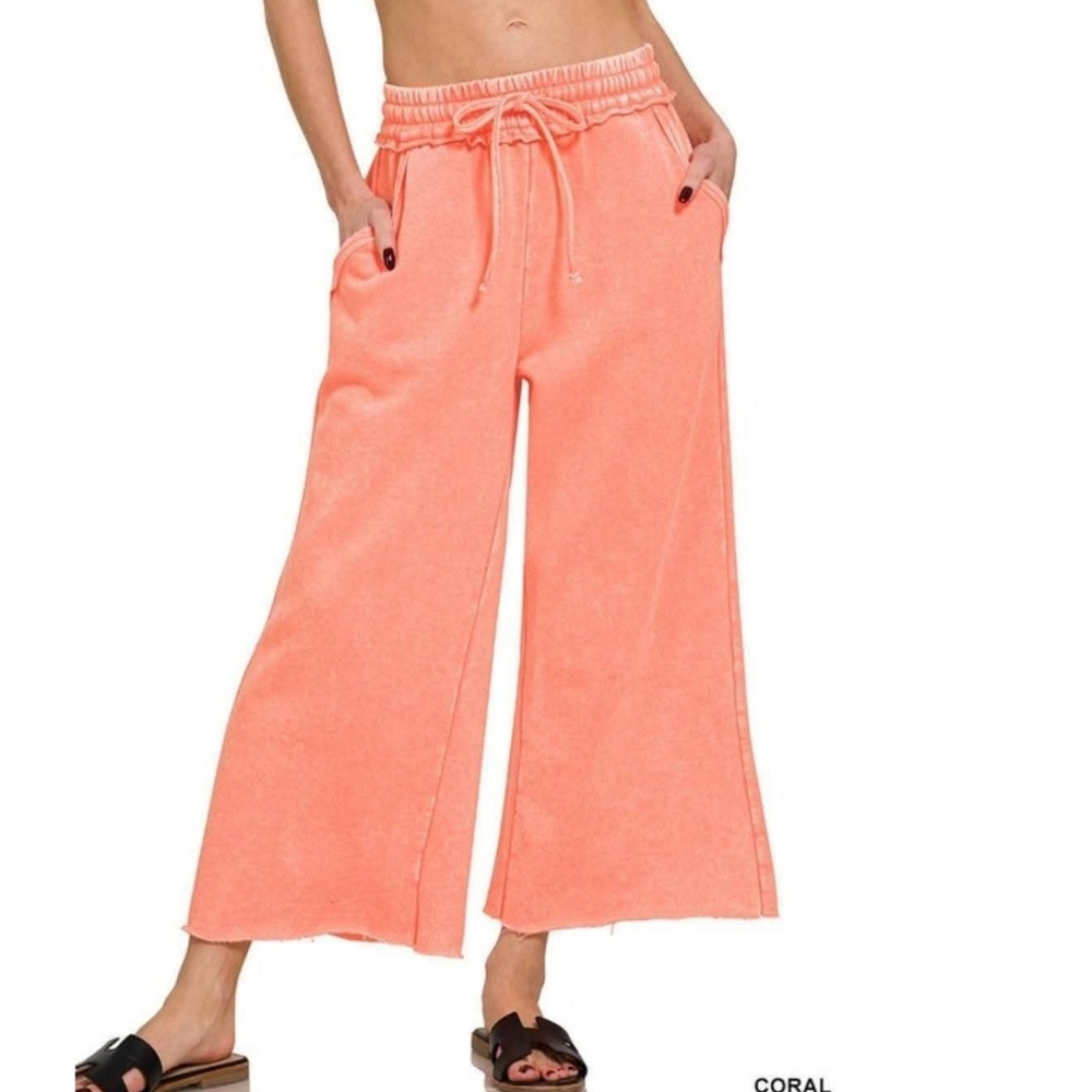 New Zenana Coral Fleece Palazzo Sweatpants